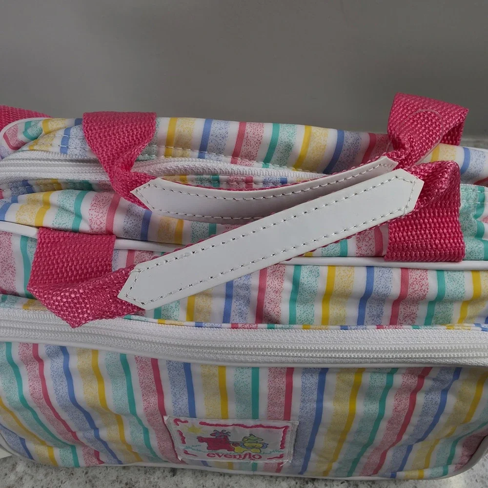 Vintage Evenflo insulated Diaper Bag Rainbow Stripe Pastel Pacesetter NWT